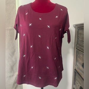 Karen Scott Red Marlo and Shirt with Short Sleeves